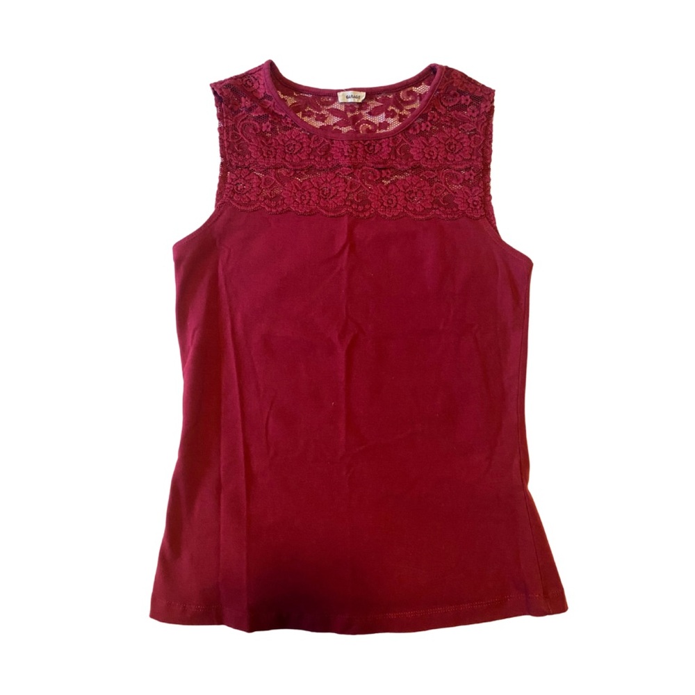 Garage Red Lace Sleeveless Tank Top